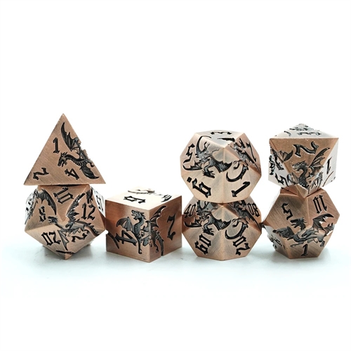 Metal Dragon Mat Bronze with Black Dragon - Metal RPG Dice - Epic Dwarf Dice